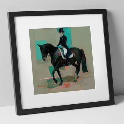 Contemporary Collection dressage horse art print in black frame