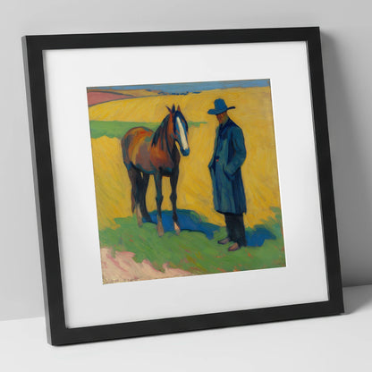 Quiet Western Companions western horse art print in black frame