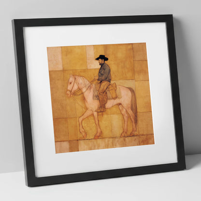 The Golden Trail western horse art print in black frame