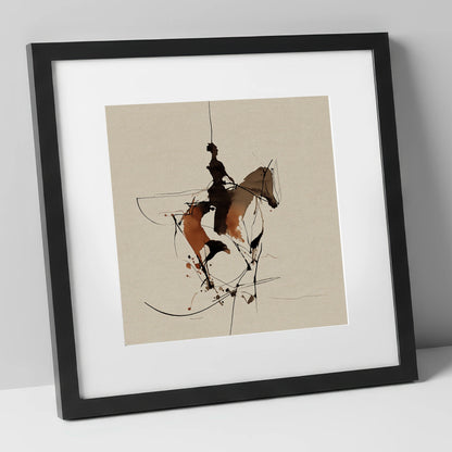 Dynamic Equestrian Harmony horse & rider art print in black frame
