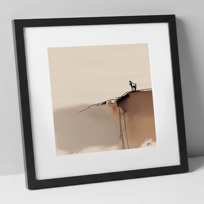Sentinel on the Edge horse landscape art print in black frame