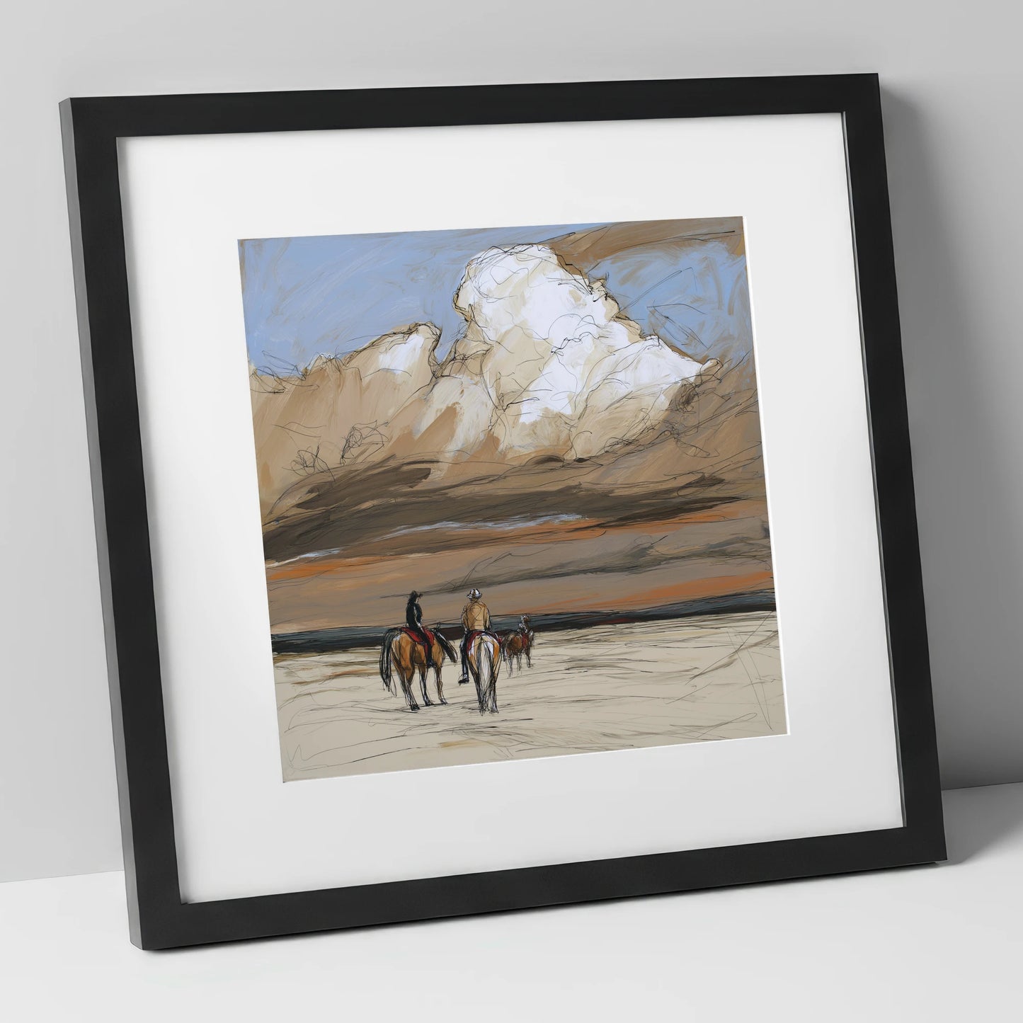 Boundless Skies horse landscape art print in black frame