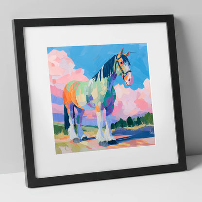 Prismatic Heavy Horse horse breed art print in black frame