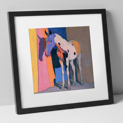 Appaloosa Horse With Violet Shadows horse breed art print in black frame