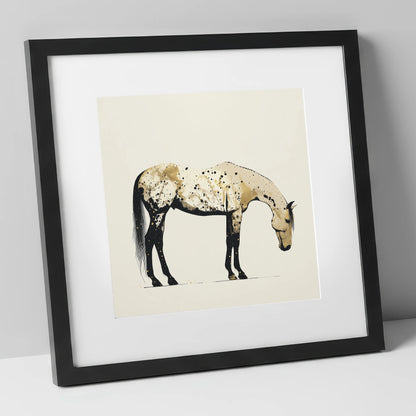 Gilded Appaloosa Elegance horse breed art print in black frame
