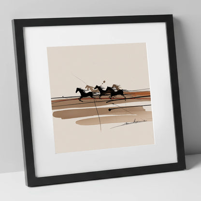 Thundering Shadows wild horses art print in black frame