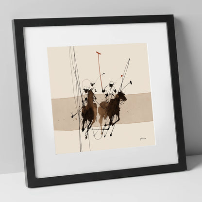Polo in Motion polo horse art print in black frame