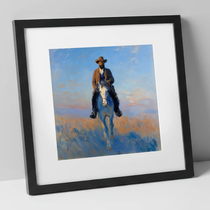 The Luminous Frontier western horse art print in black frame