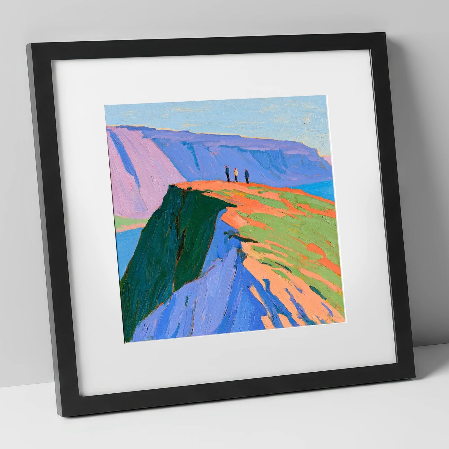 Vivid Coastal Vantage horse landscape art print in black frame