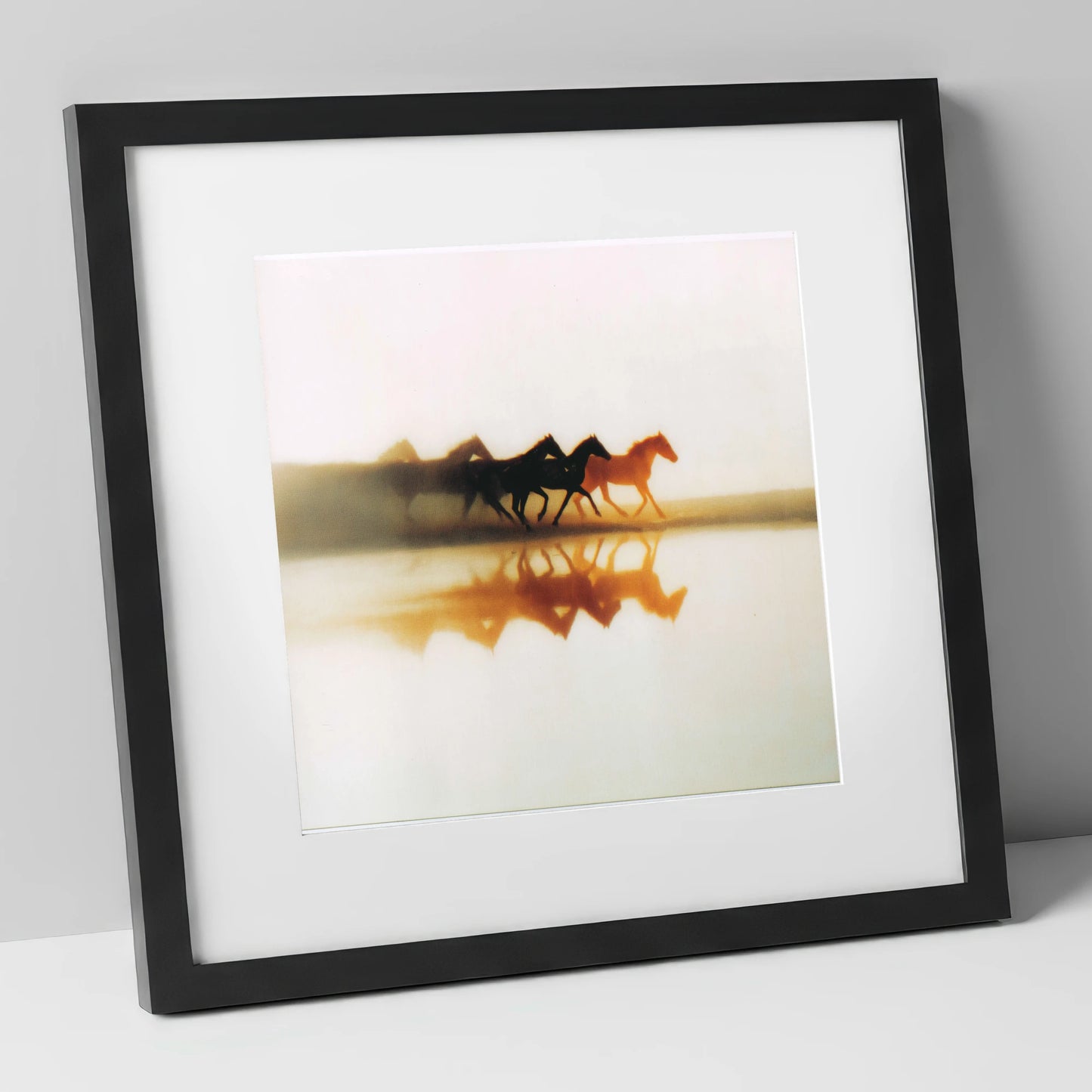 Whispers of the Herd wild horses art print in black frame