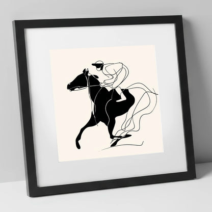 Fluidity in Motion racing horse art print in black frame