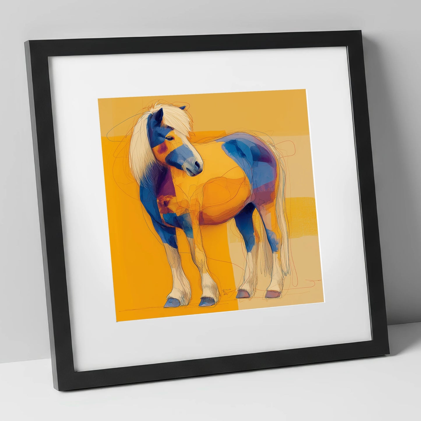 Vibrant Native Spirit horse breed art print in black frame