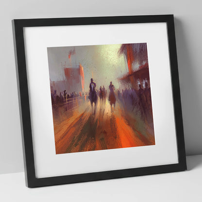 The Arena Haze show jumping horse art print in black frame