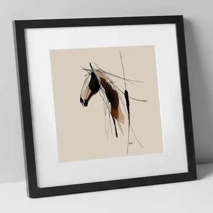 Fluid Grace horse portrait art print in black frame