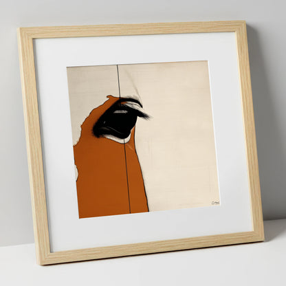 Chestnut In Focus horse portrait art print in natural frame