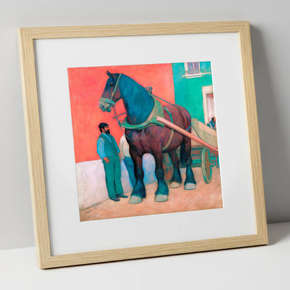 Strength and Stillness working horse art print in natural frame