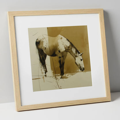 Sepia Ink Appaloosa horse breed art print in natural frame