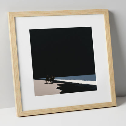 Obsidian Shores horse landscape art print in natural frame