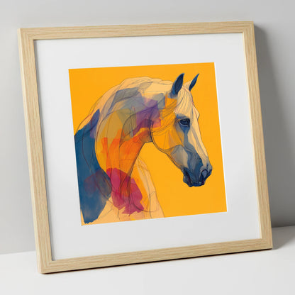 Golden Equine Spirit horse breed art print in natural frame