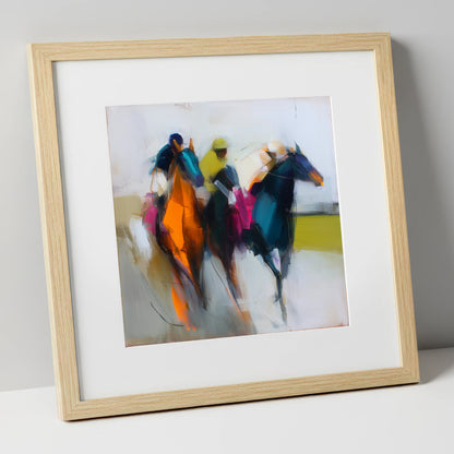 The Colour of Speed racing horse art print in natural frame
