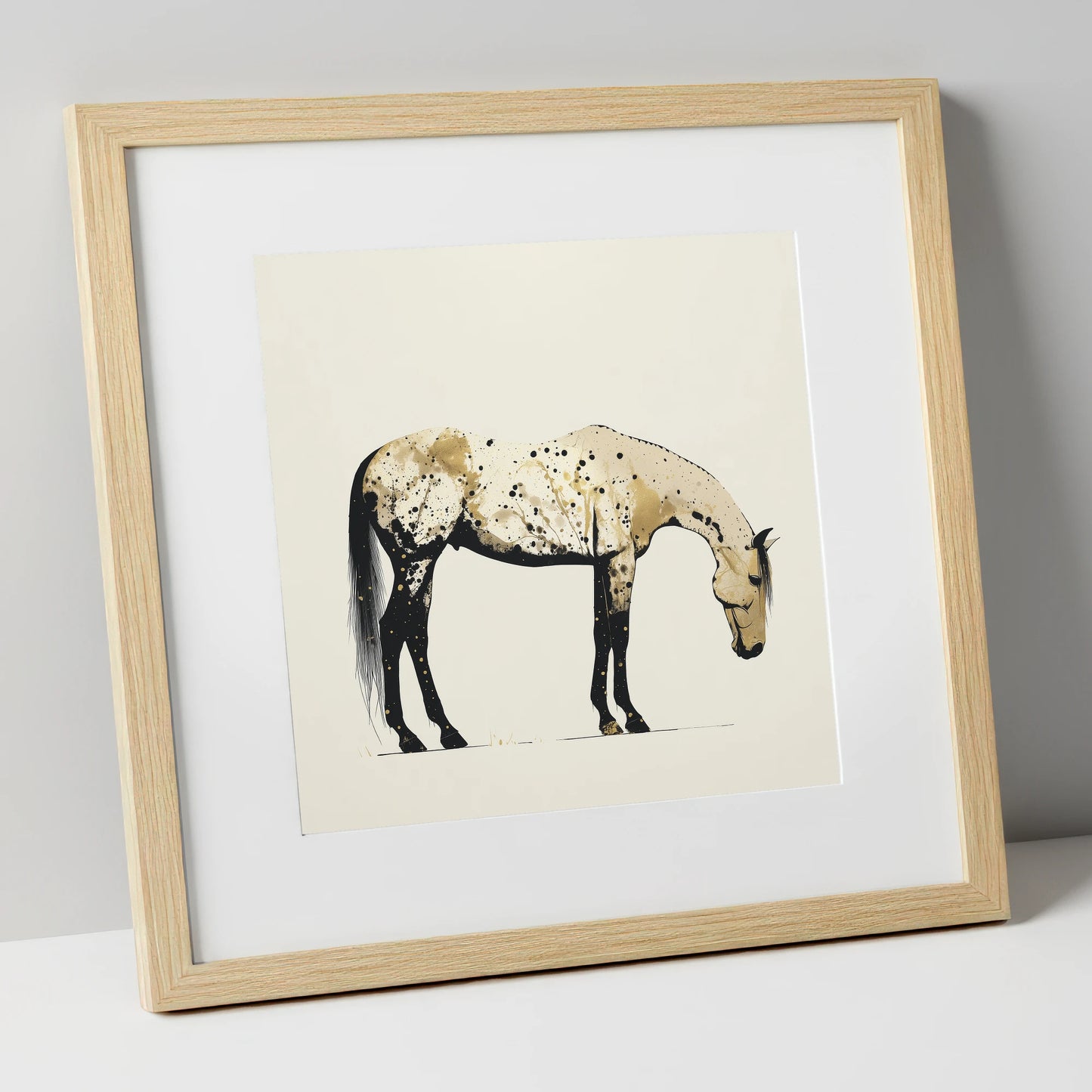 Gilded Appaloosa Elegance horse breed art print in natural frame