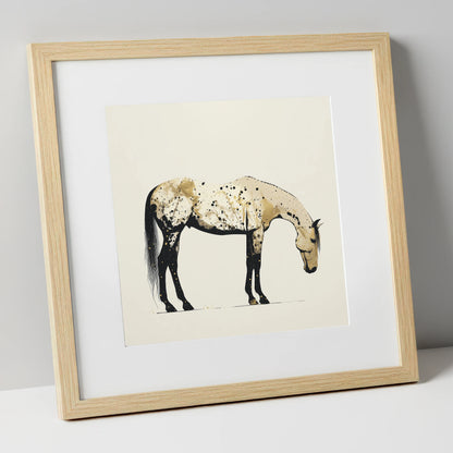 Gilded Appaloosa Elegance horse breed art print in natural frame