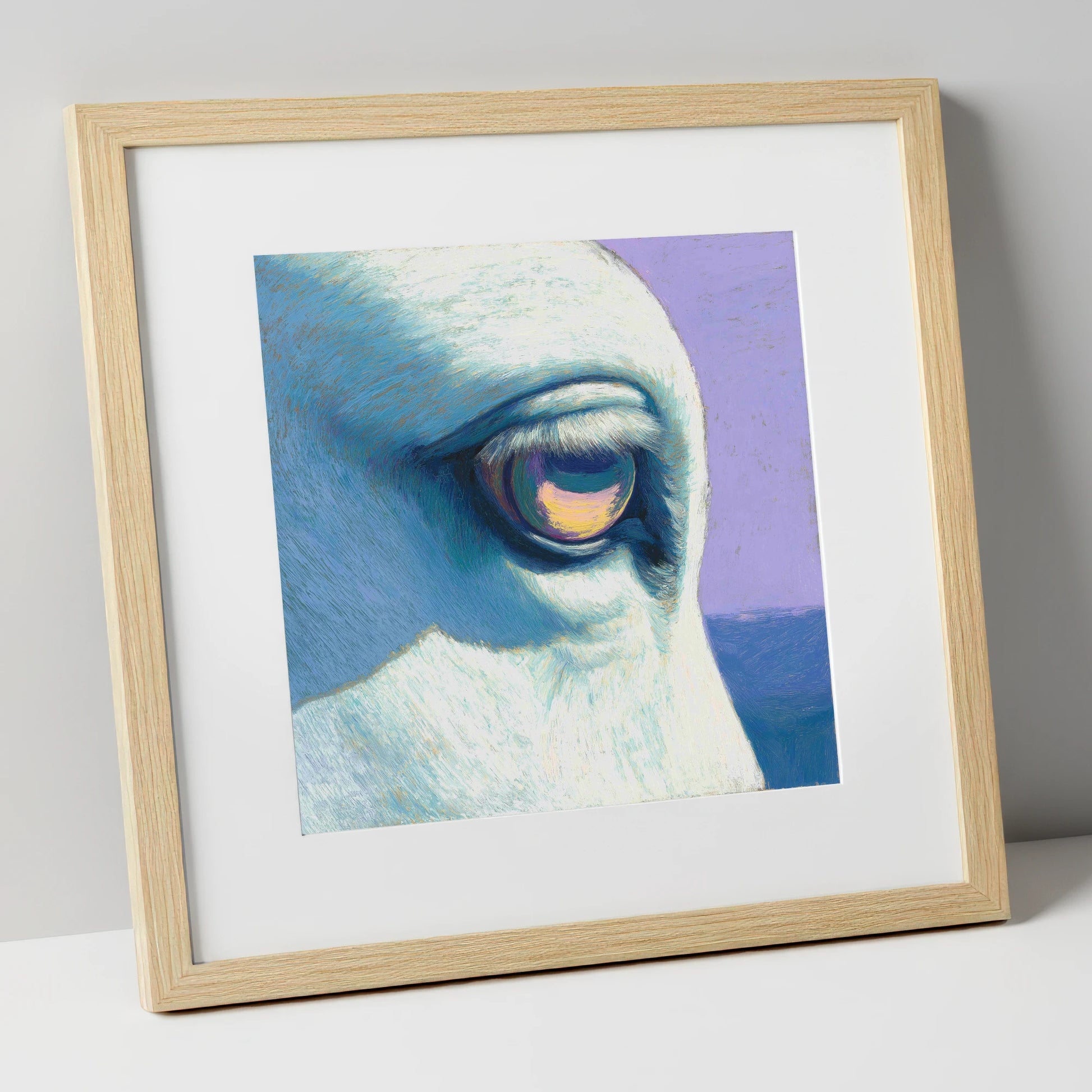 The Serene Gaze horse portrait art print in natural frame