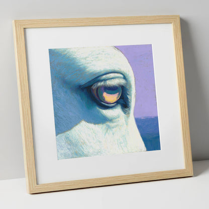 The Serene Gaze horse portrait art print in natural frame