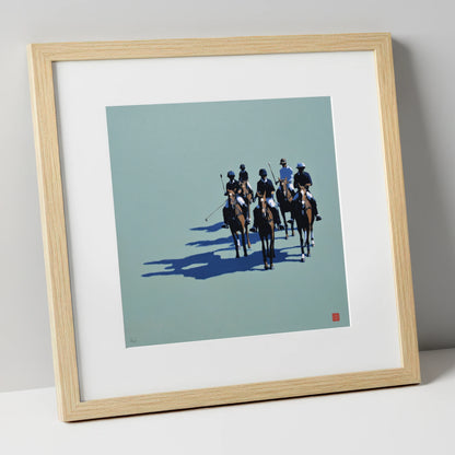 The Polo Approach polo horse art print in natural frame