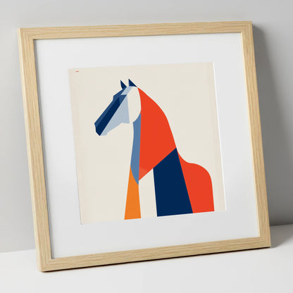 Modernist Equine Form horse breed art print in natural frame