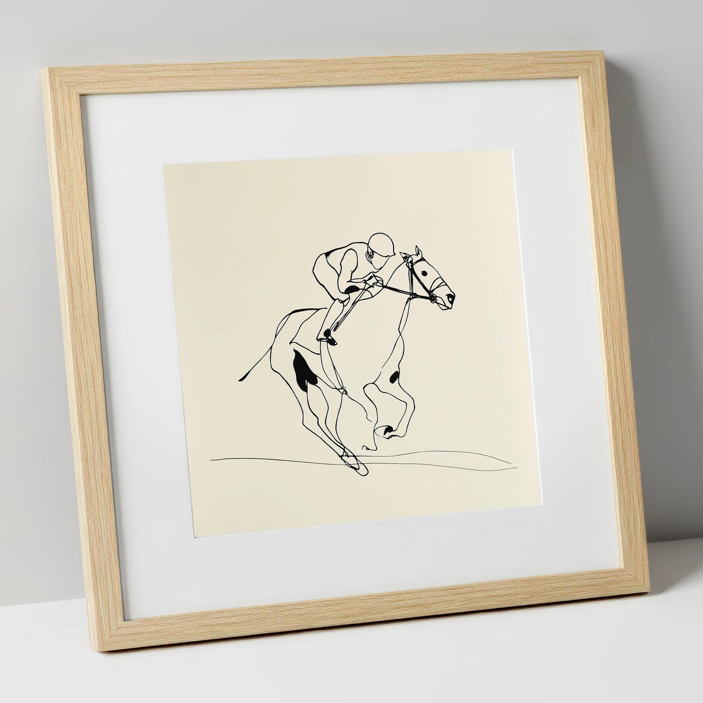 Elegant Racing Lines racing horse art print in natural frame