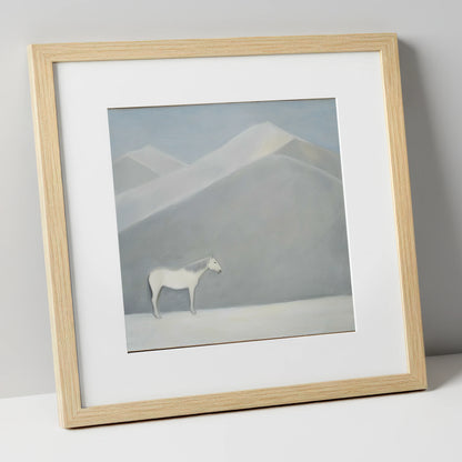 Silent Mountain Sentinel horse landscape art print in natural frame