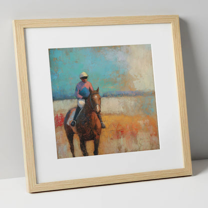 To the Start racing horse art print in natural frame