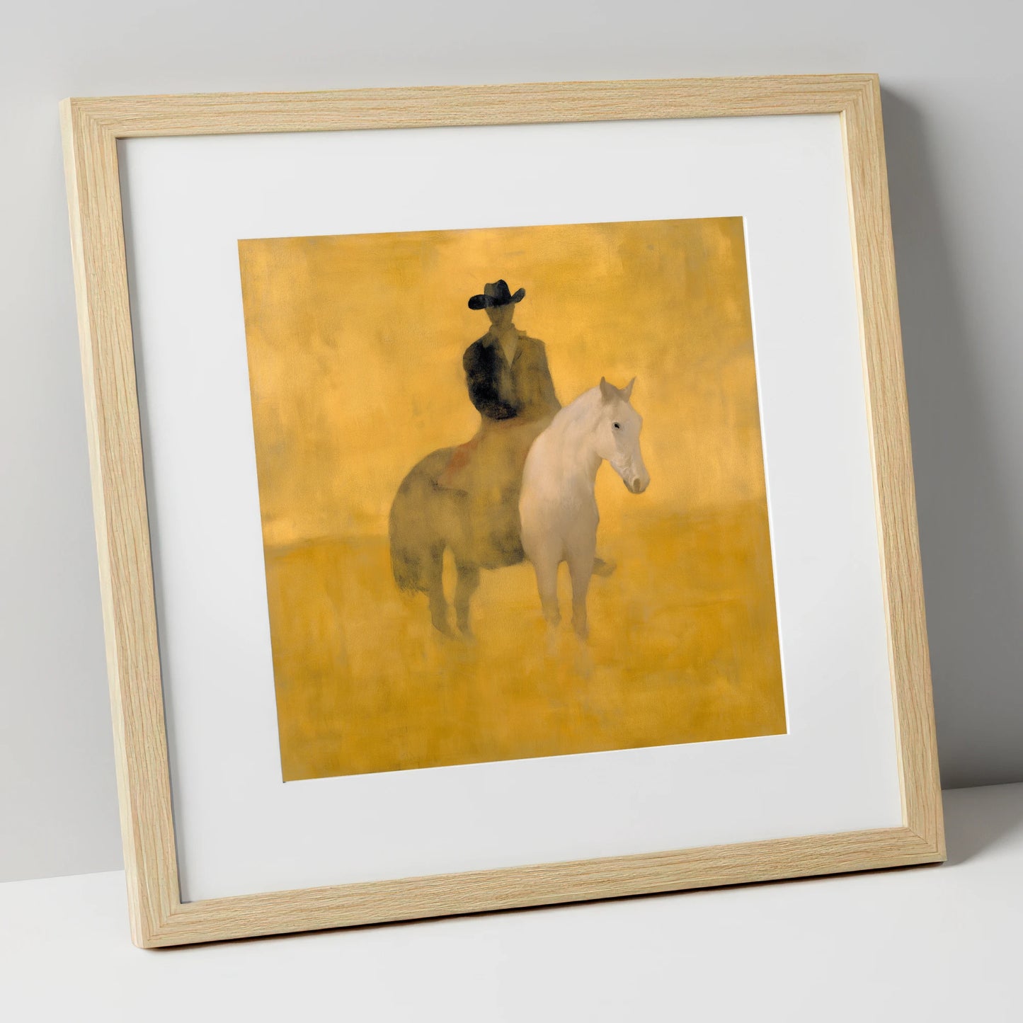 Sunlit Western Solitude western horse art print in natural frame