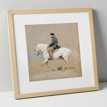 Collected Elegance dressage horse art print in natural frame