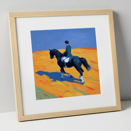 Vibrant Dressage Cadence dressage horse art print in natural frame