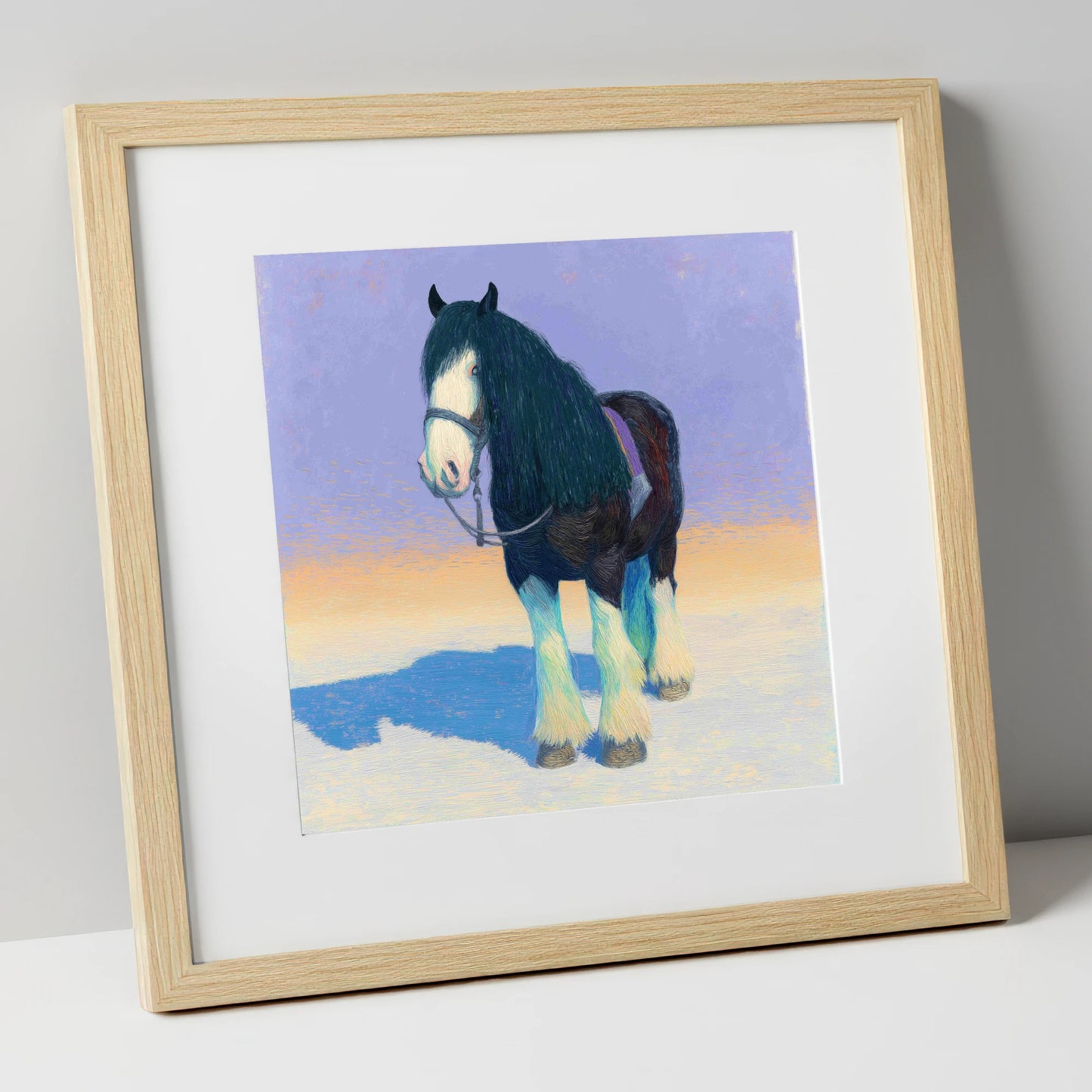 The Gentle Giant horse breed art print in natural frame