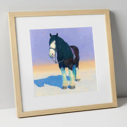 The Gentle Giant horse breed art print in natural frame