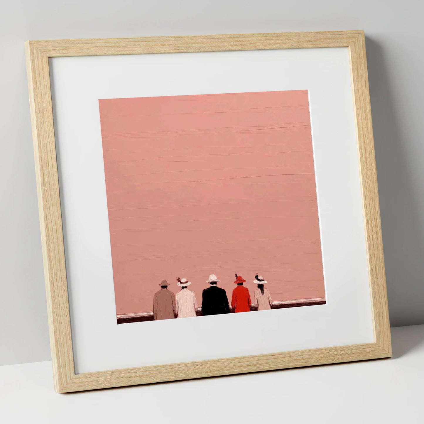 Anticipation at the Rails racing horse art print in natural frame