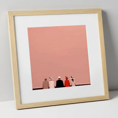 Anticipation at the Rails racing horse art print in natural frame