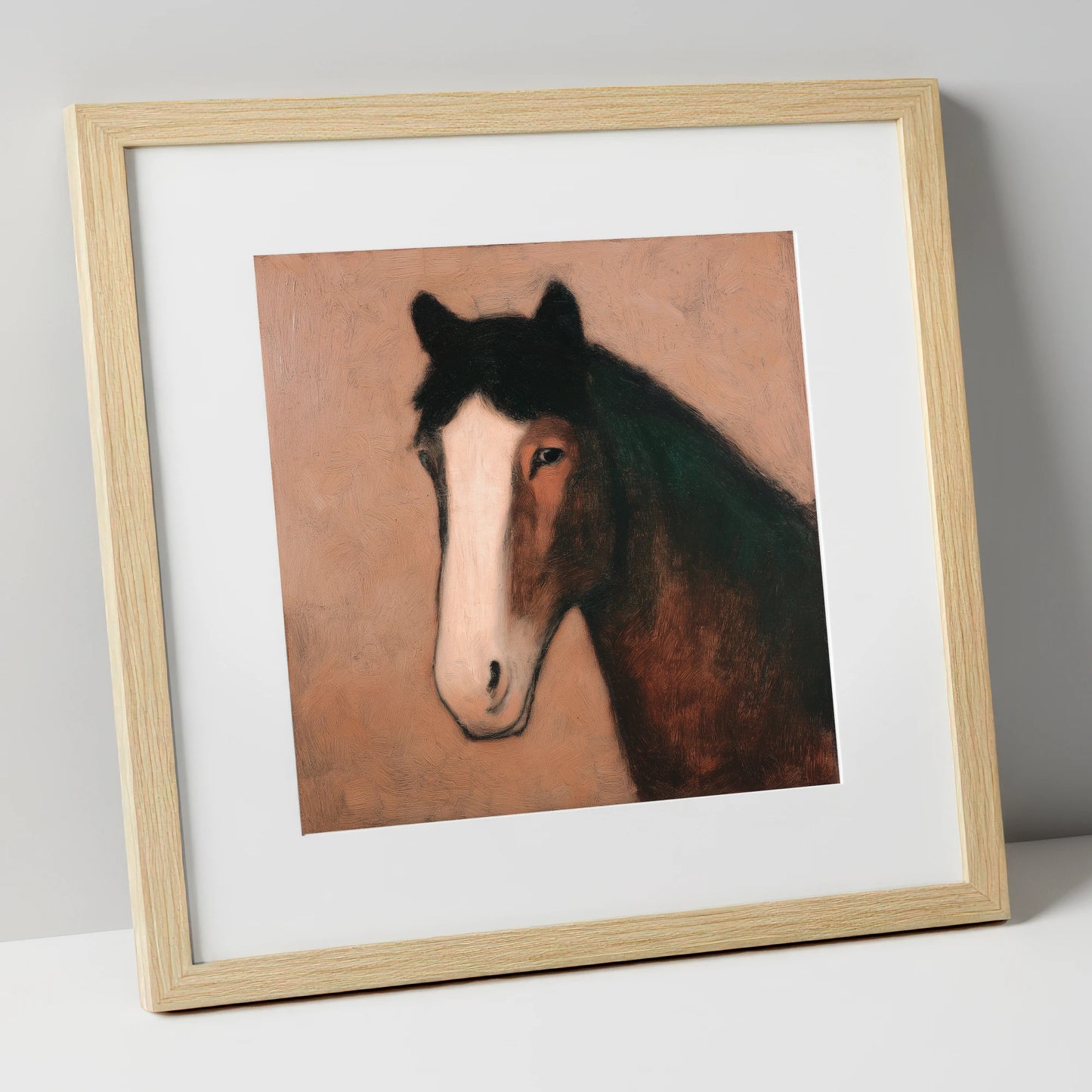Serene Bay Portrait horse portrait art print in natural frame