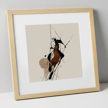 Dynamic Polo Strike polo horse art print in natural frame