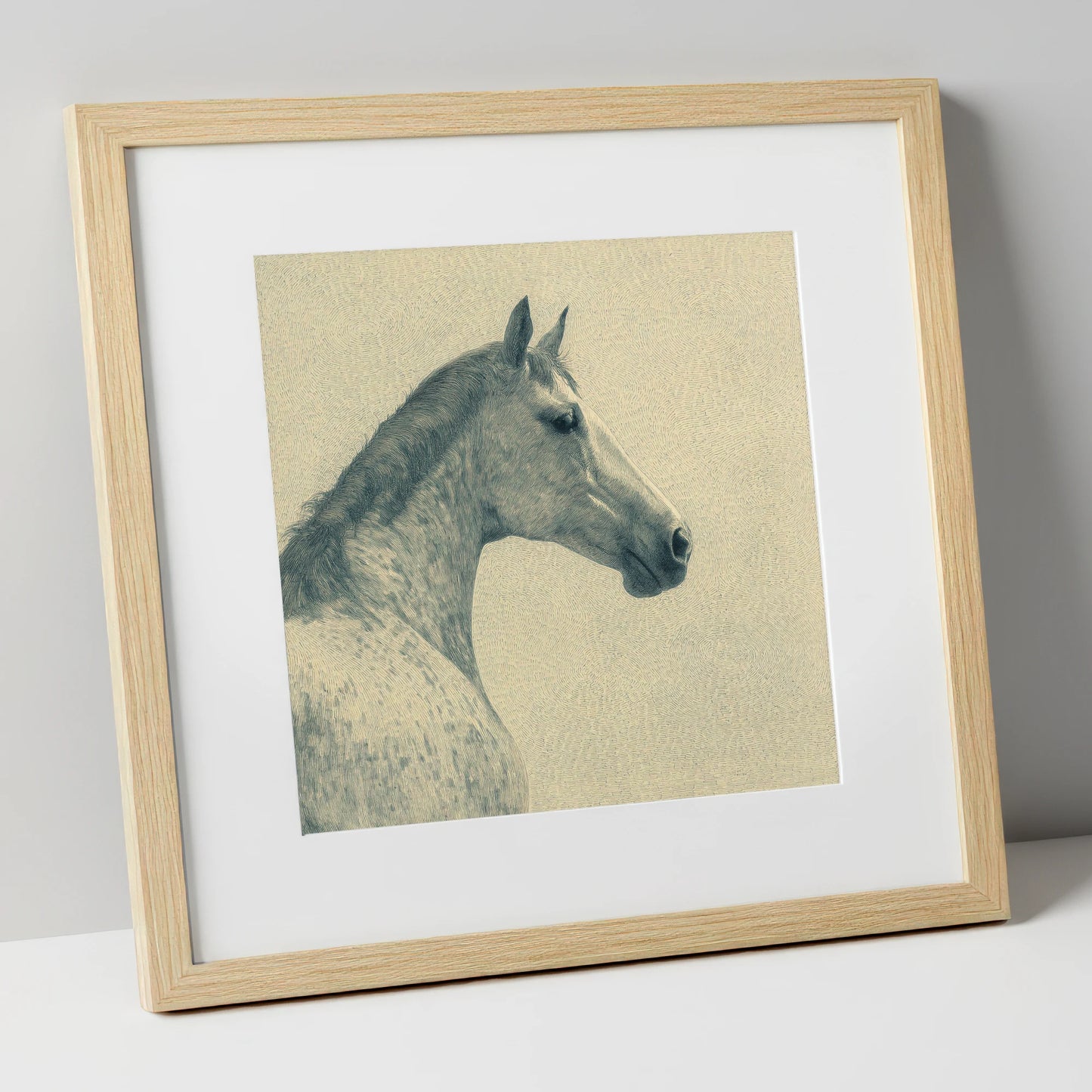 The Dappled Profile horse breed art print in natural frame