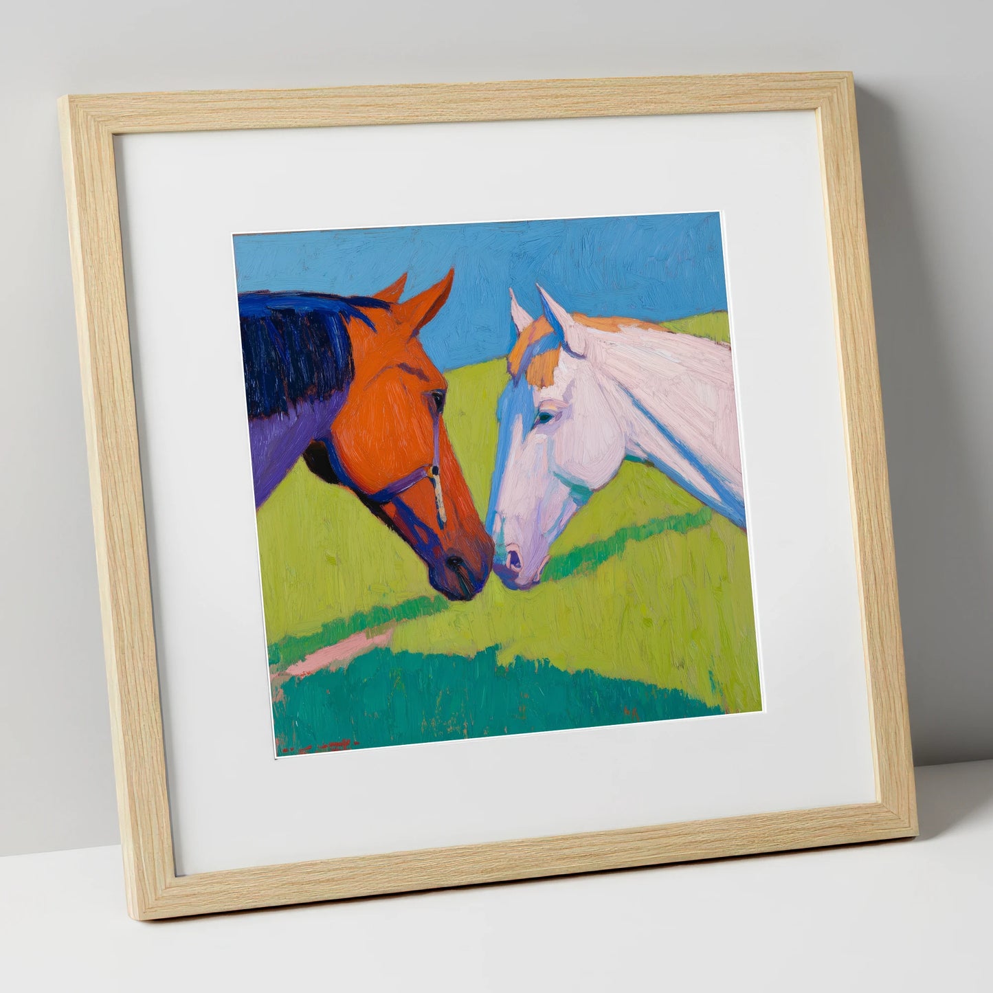 Vivid Equine Greeting horse portrait art print in natural frame