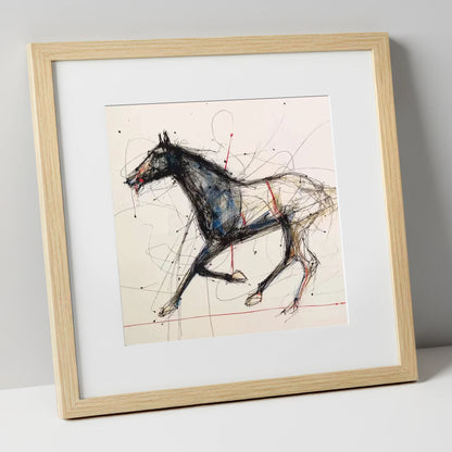 Racing Pulse racing horse art print in natural frame