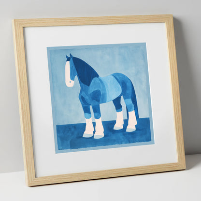 Cobalt Heavy Horse horse breed art print in natural frame