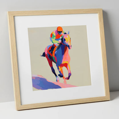 The Colour of Speed racing horse art print in natural frame