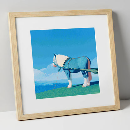 Steadfast Horizon working horse art print in natural frame