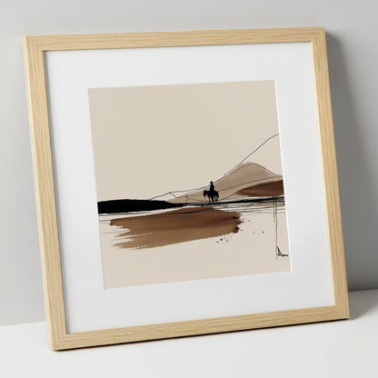 Frontier Silhouette western horse art print in natural frame