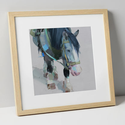 Quiet Strength horse breed art print in natural frame